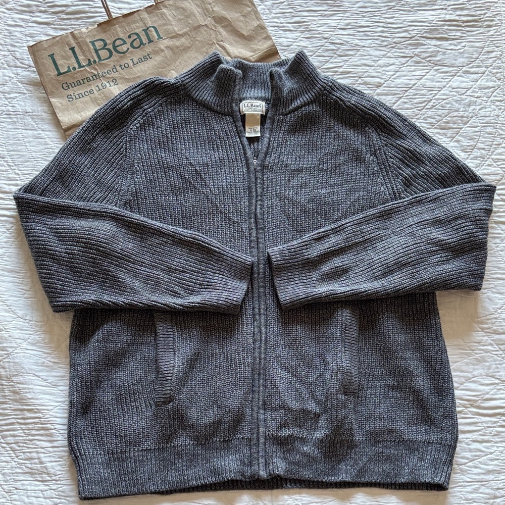 LL Bean Cotton Full Zip Cardigan